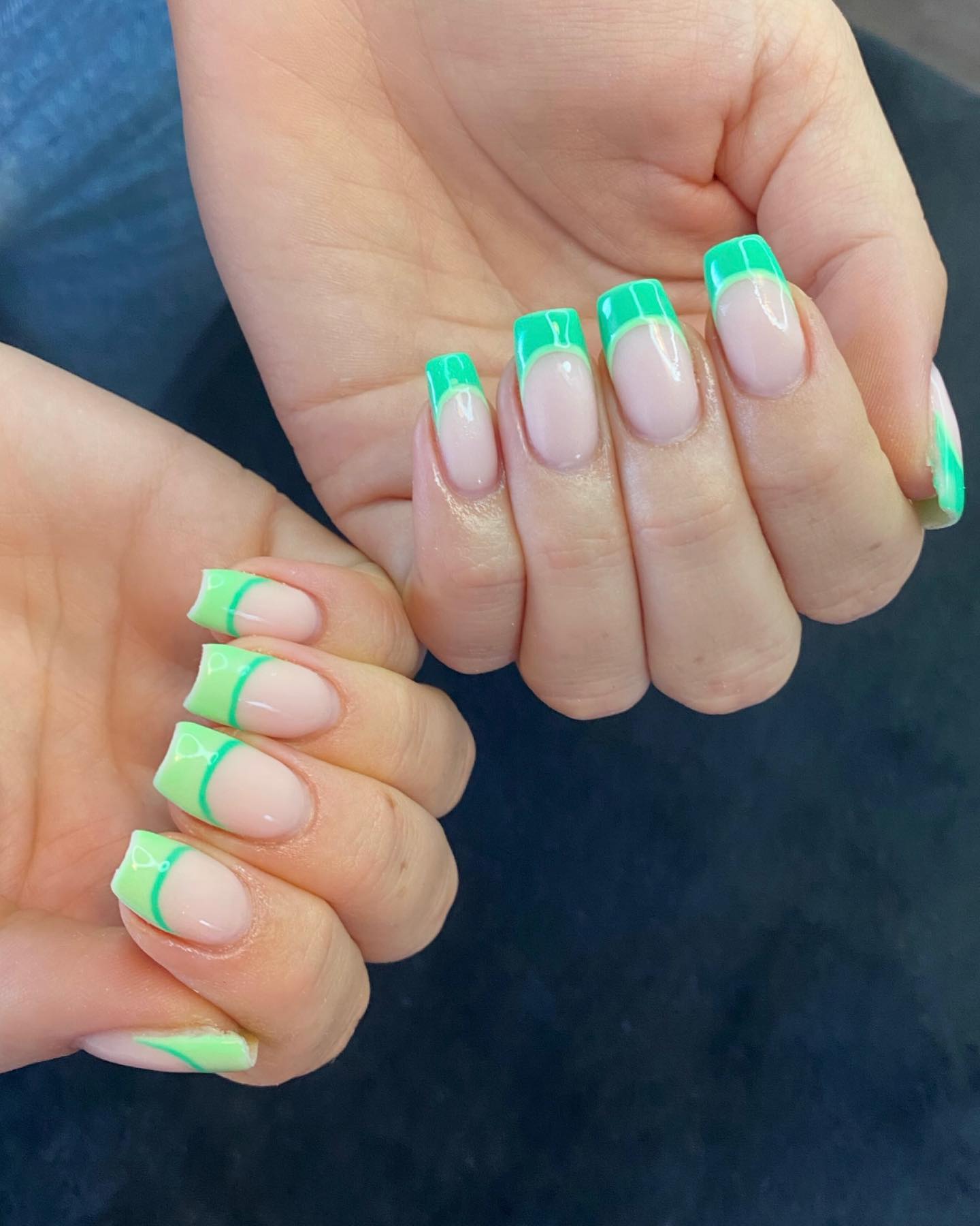 Green French Tip Nails