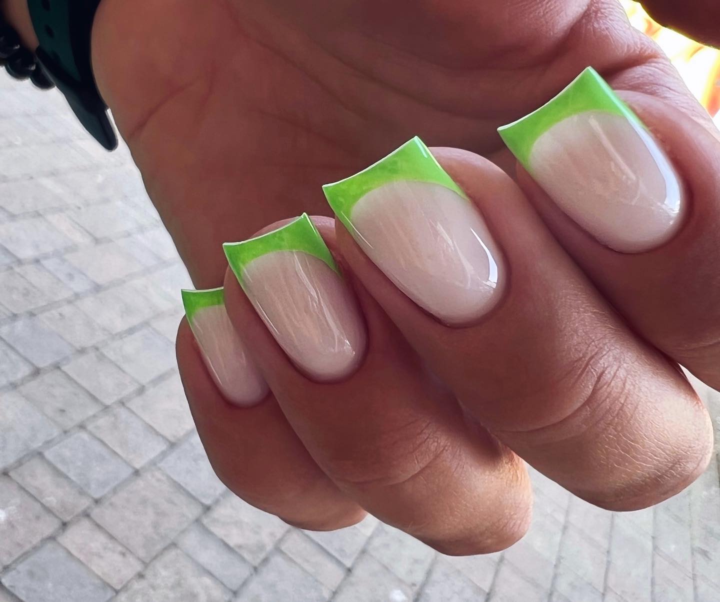 Green French Tip Nails