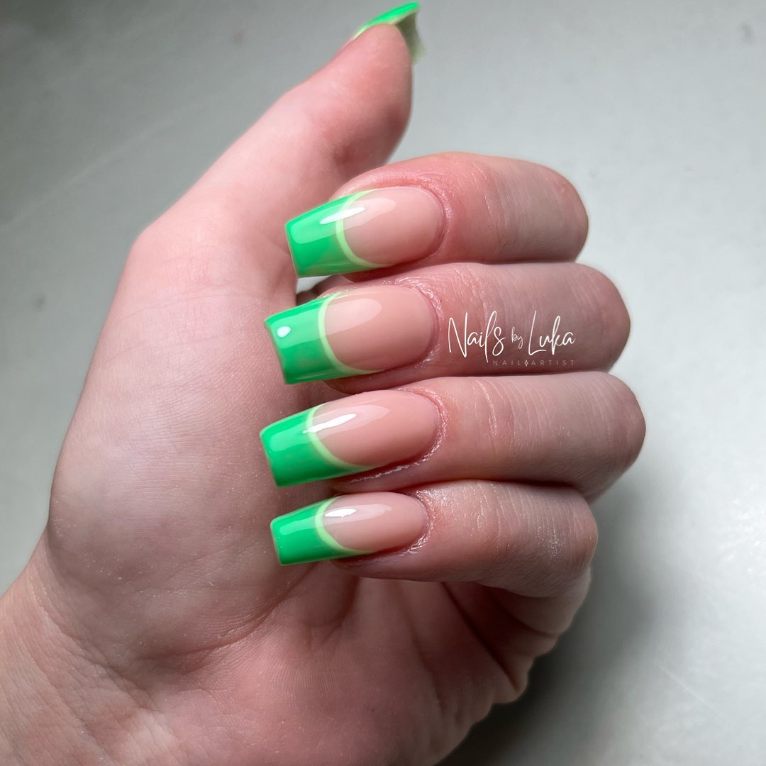 Green French Tip Nails