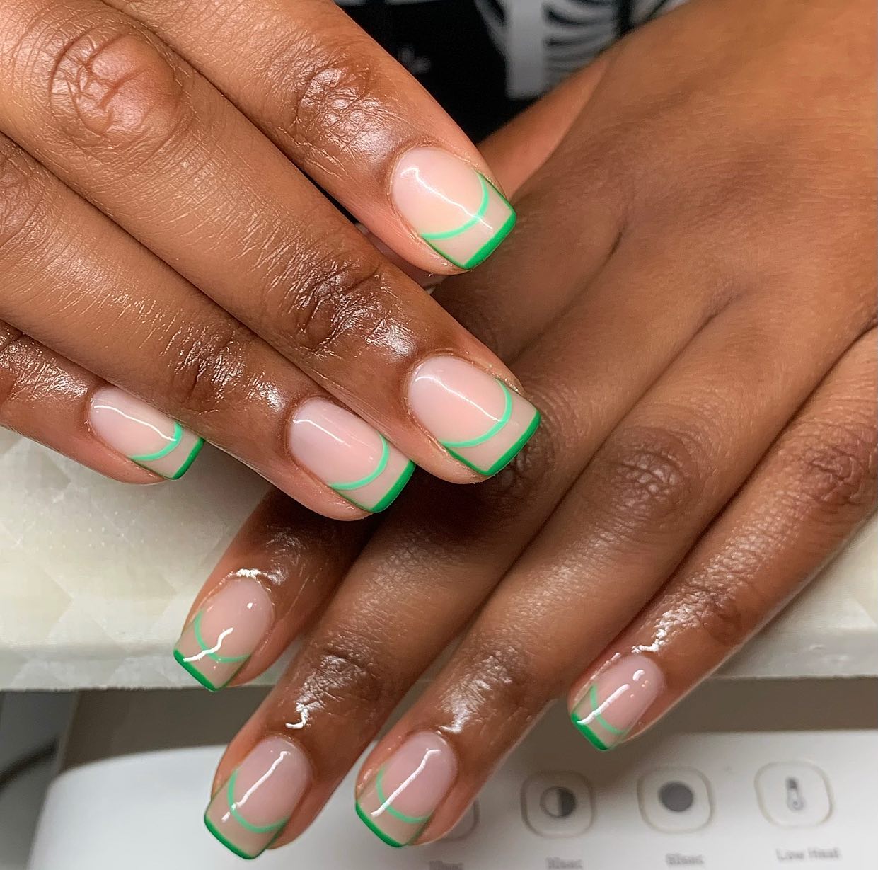 Green French Tip Nails