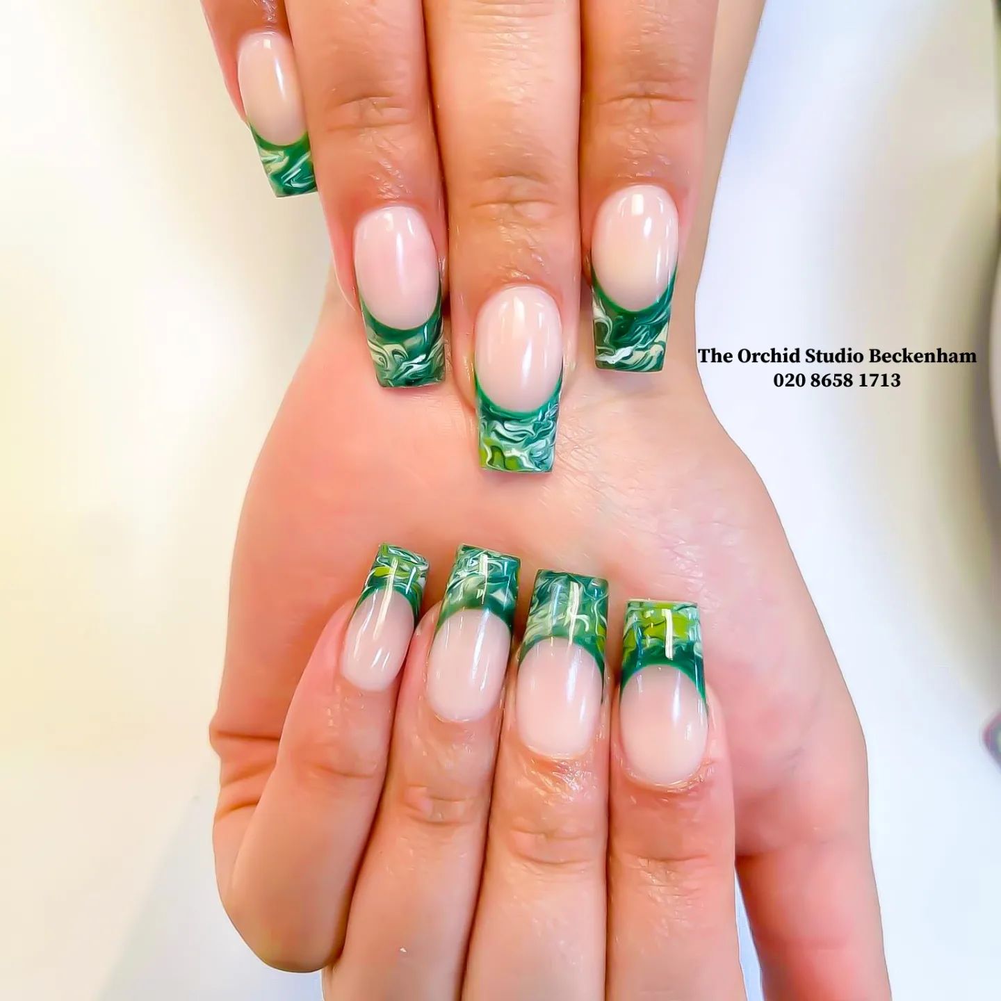 Green French Tip Nails