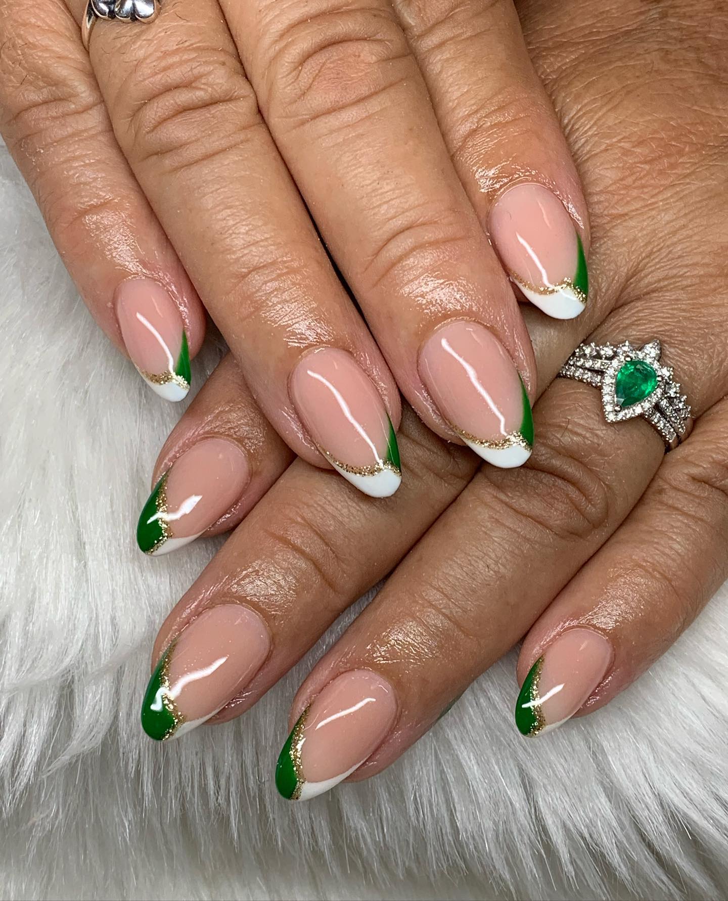 Green French Tip Nails