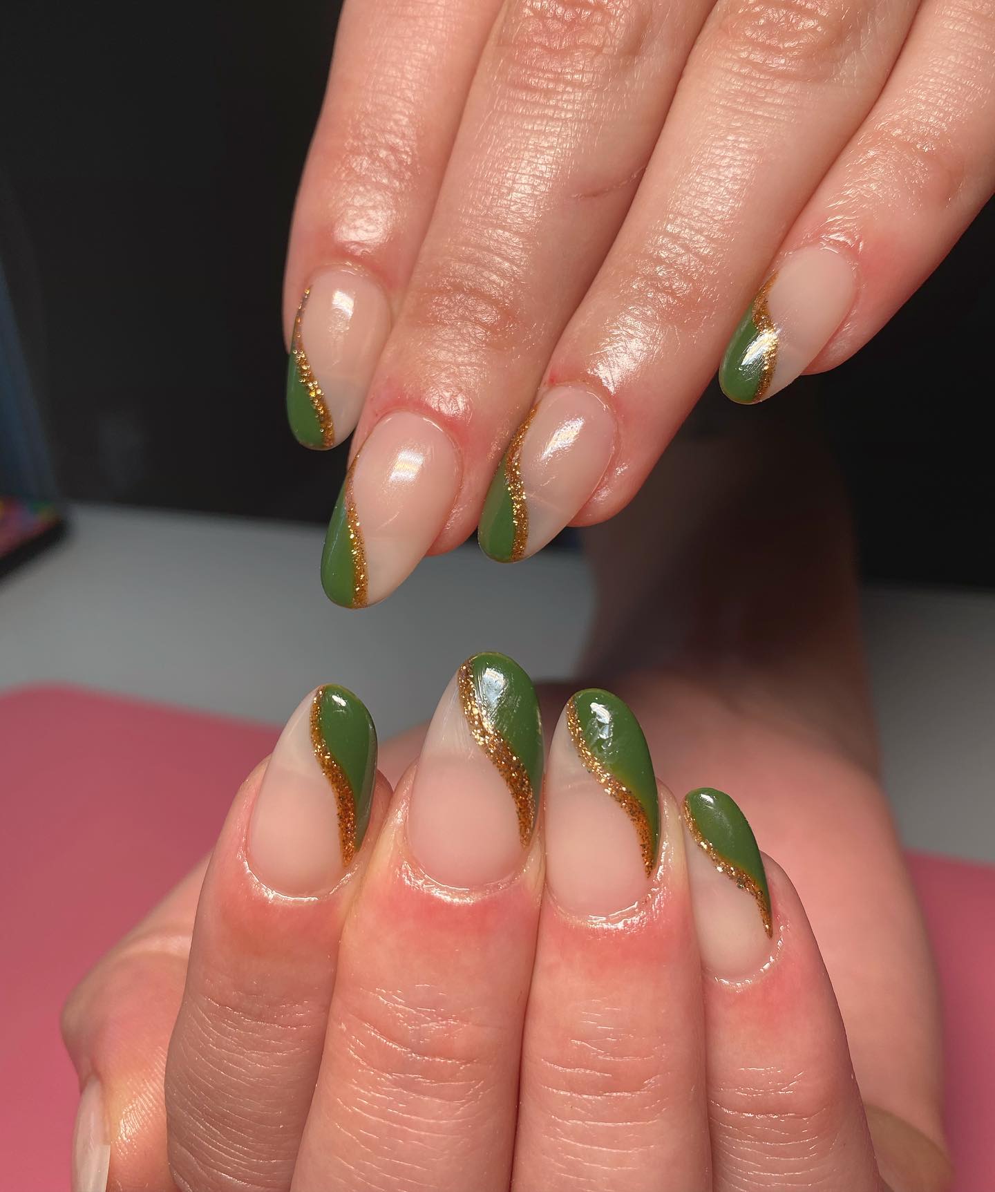 Green French Tip Nails