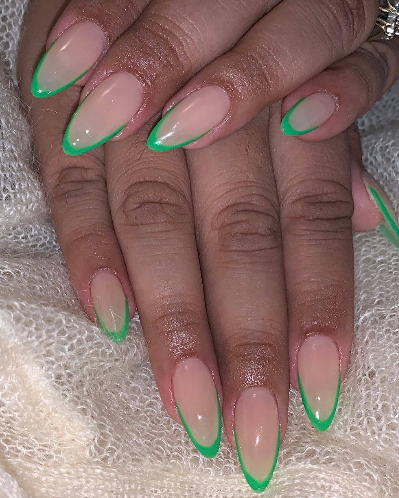 Green French Tip Nails