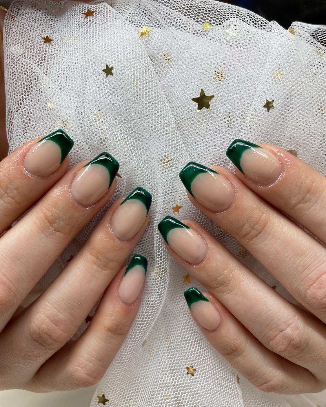 Green French Tip Nails