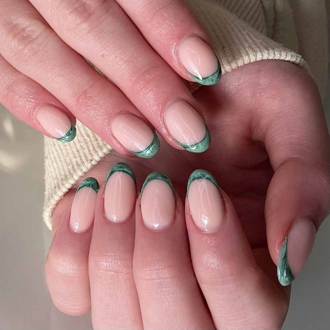 Green French Tip Nails