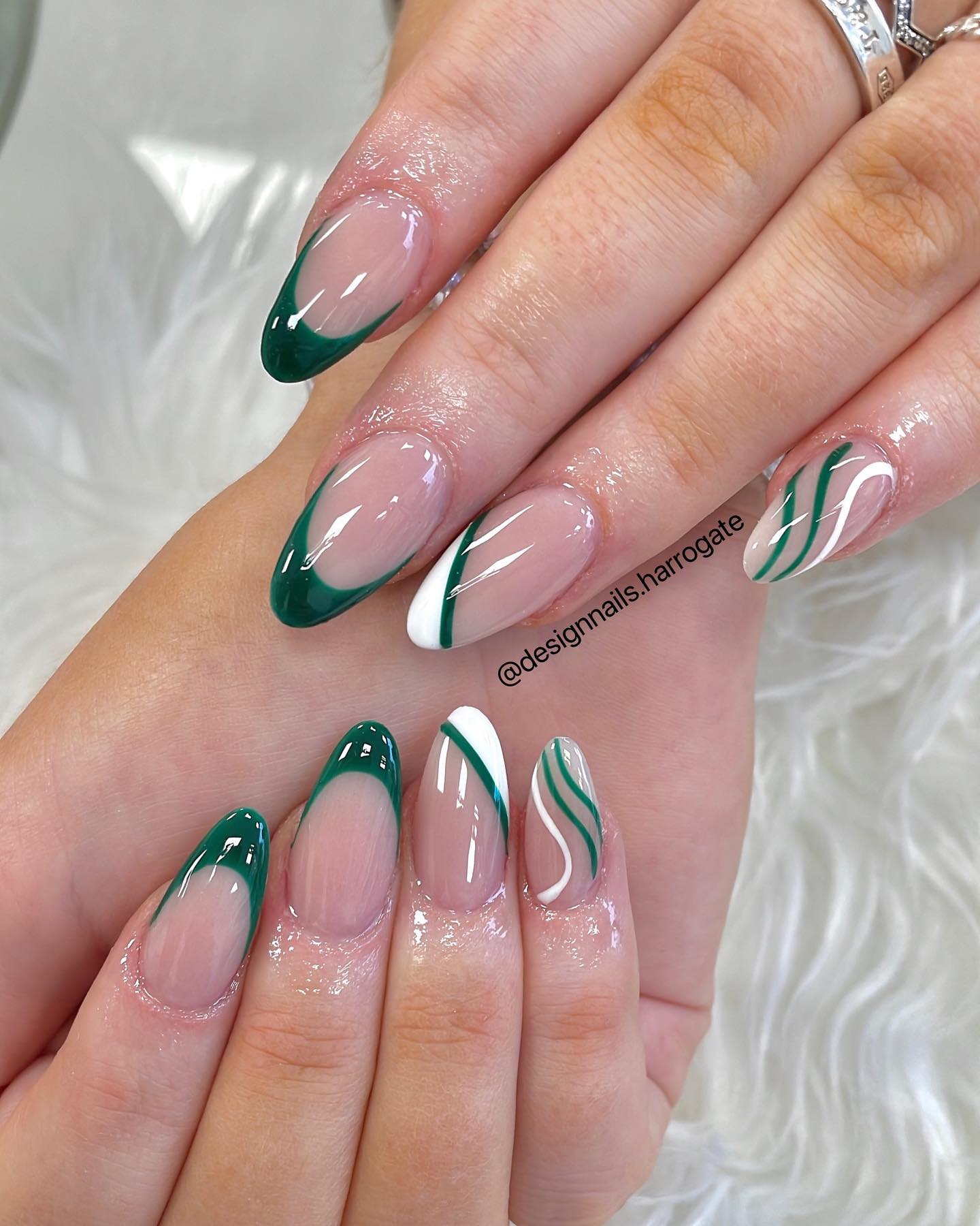 Green French Tip Nails