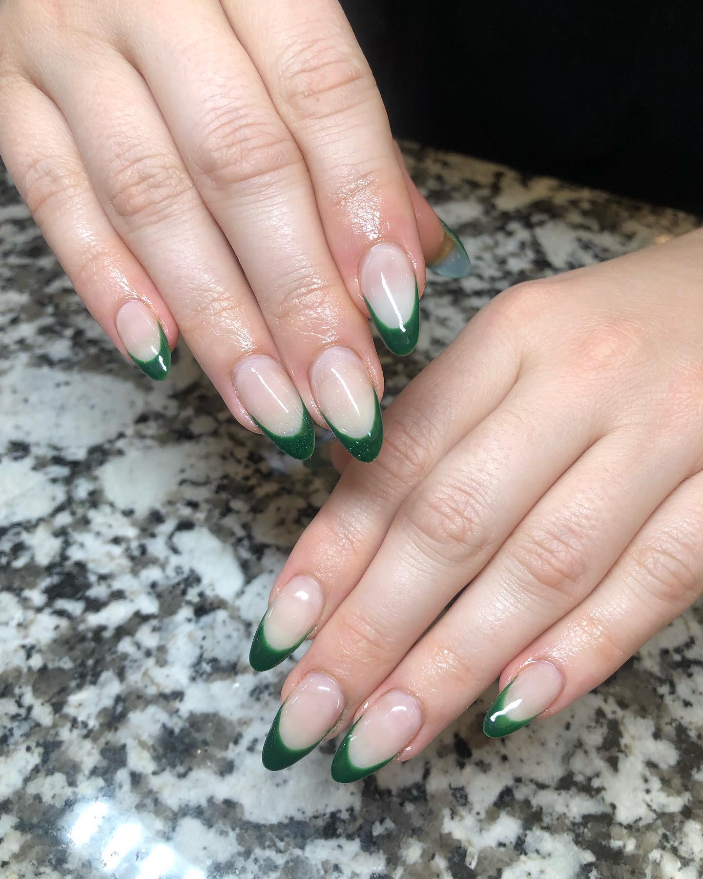 Green French Tip Nails