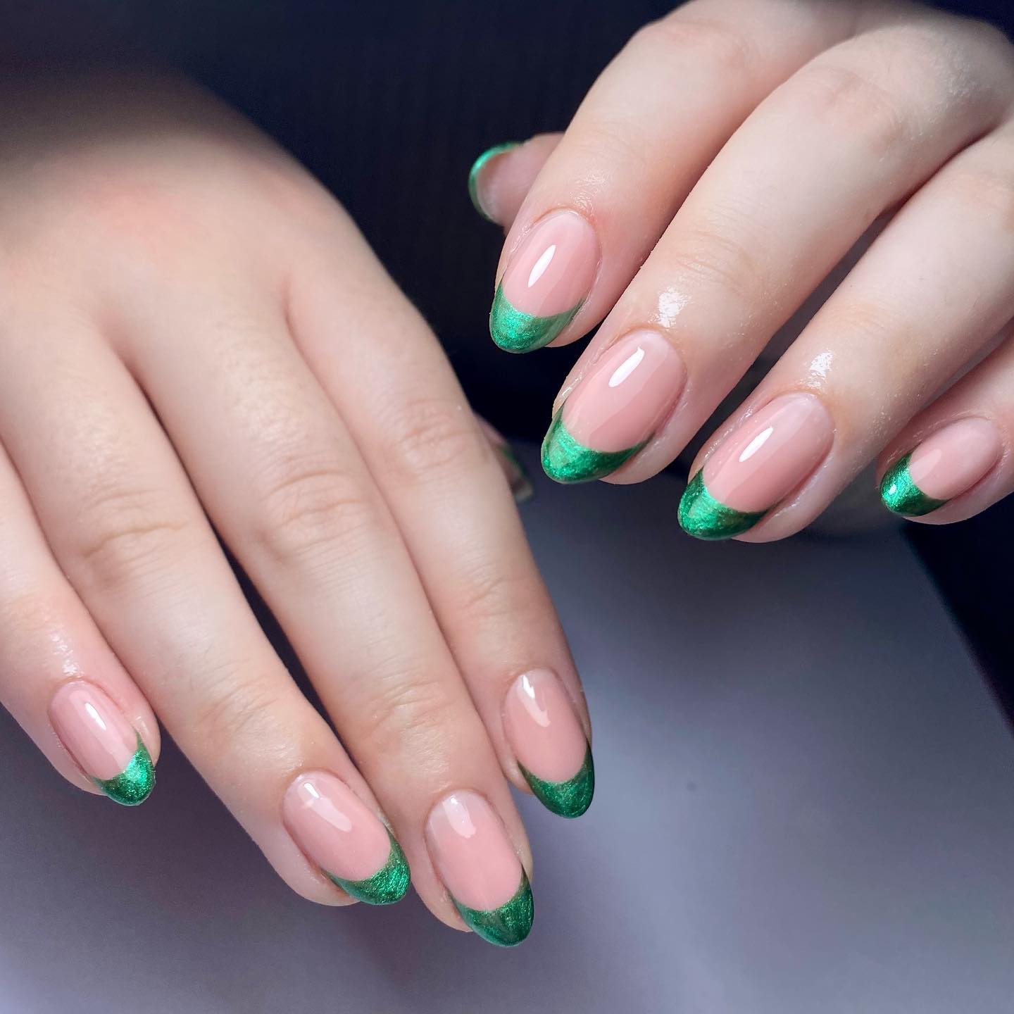 Green French Tip Nails