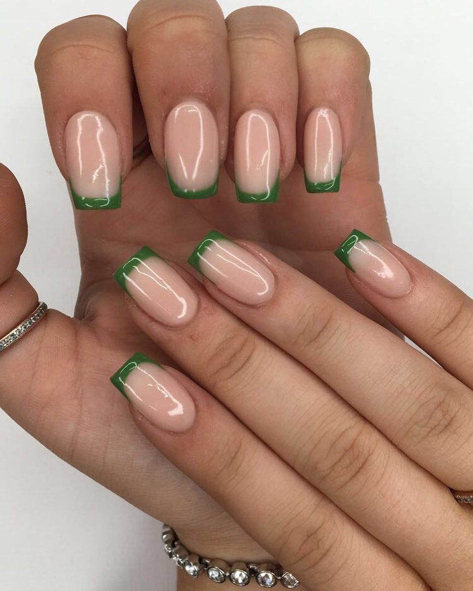 Green French Tip Nails