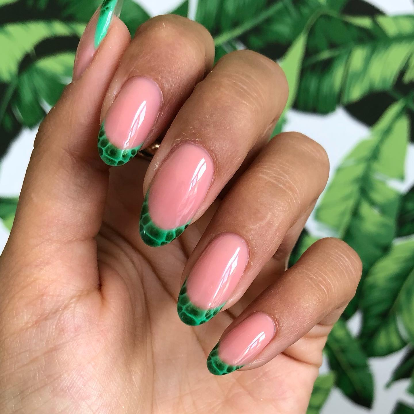 Green French Tip Nails