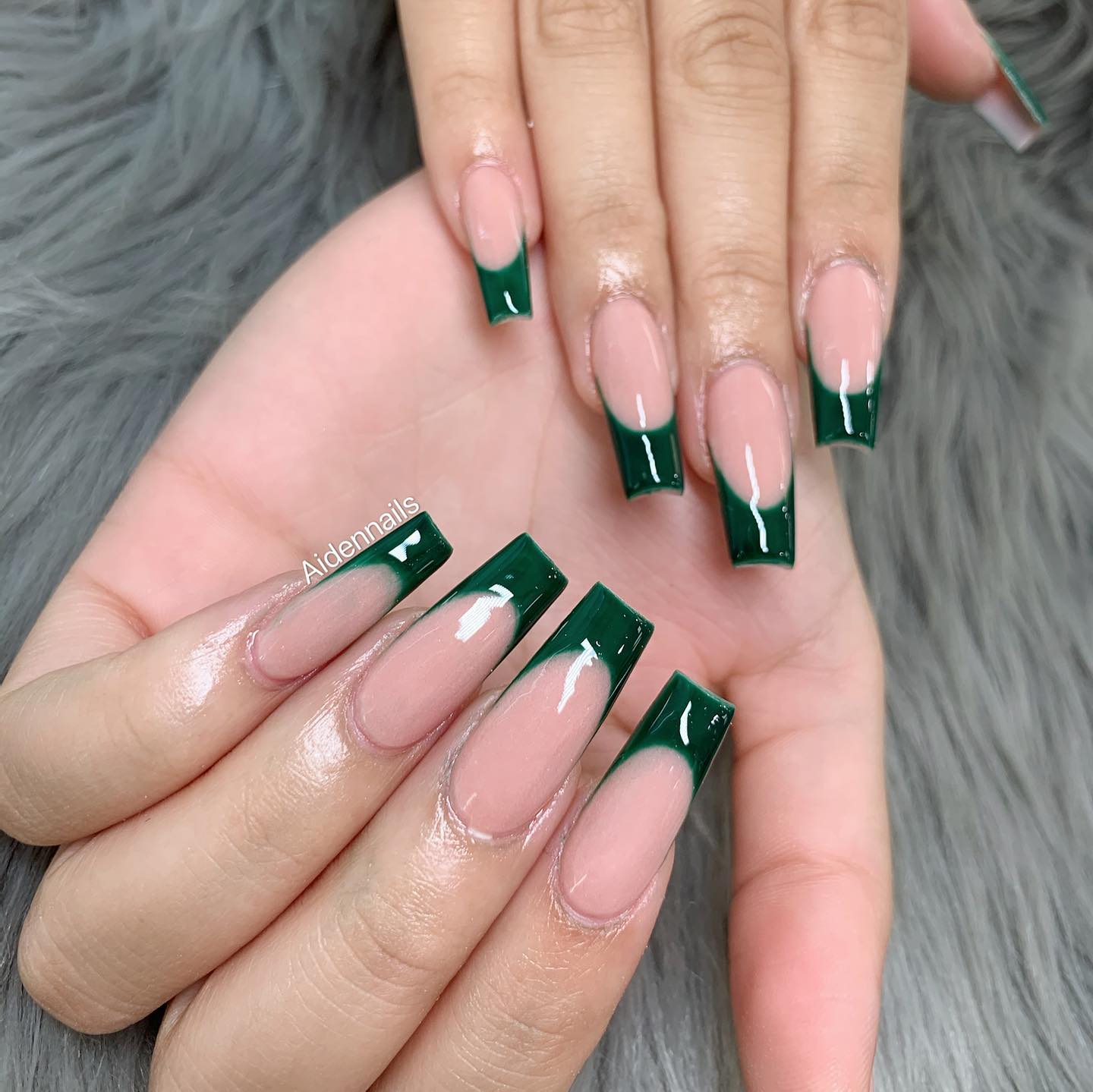 Green French Tip Nails