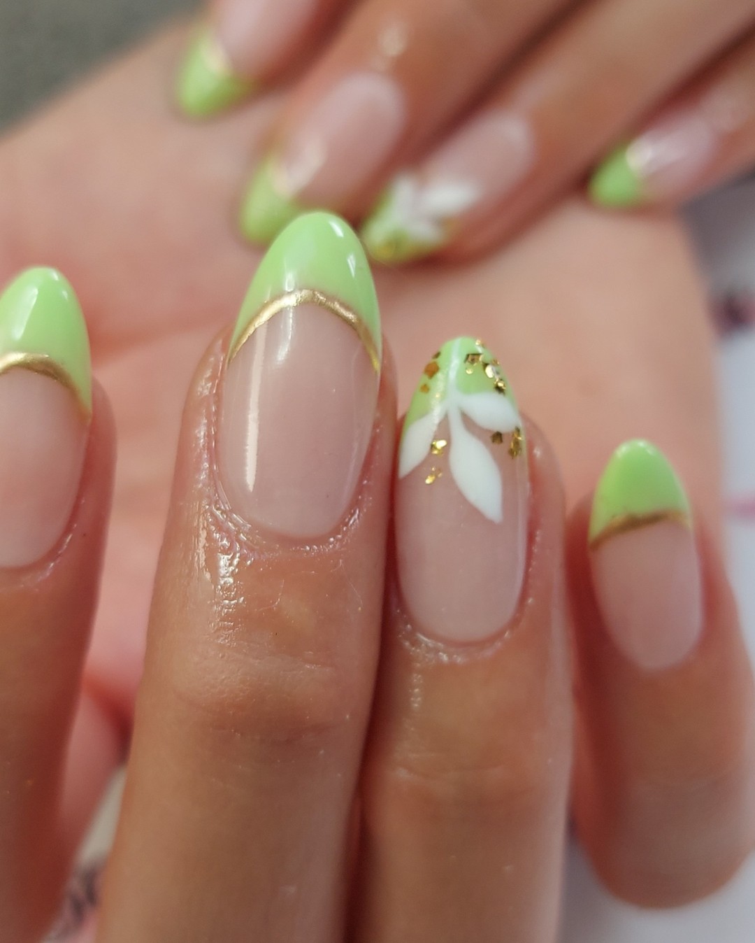 Green French Tip Nails