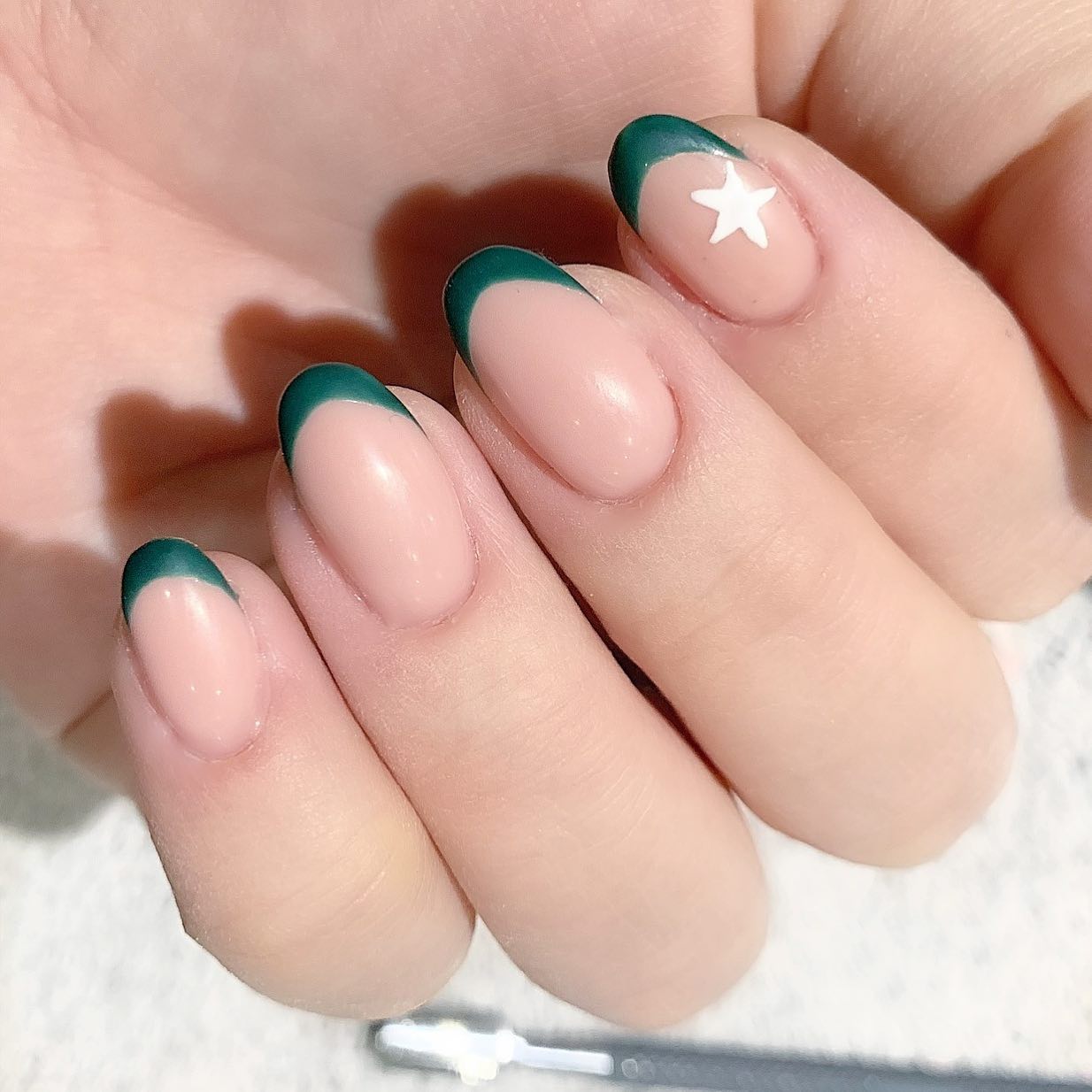 Green French Tip Nails