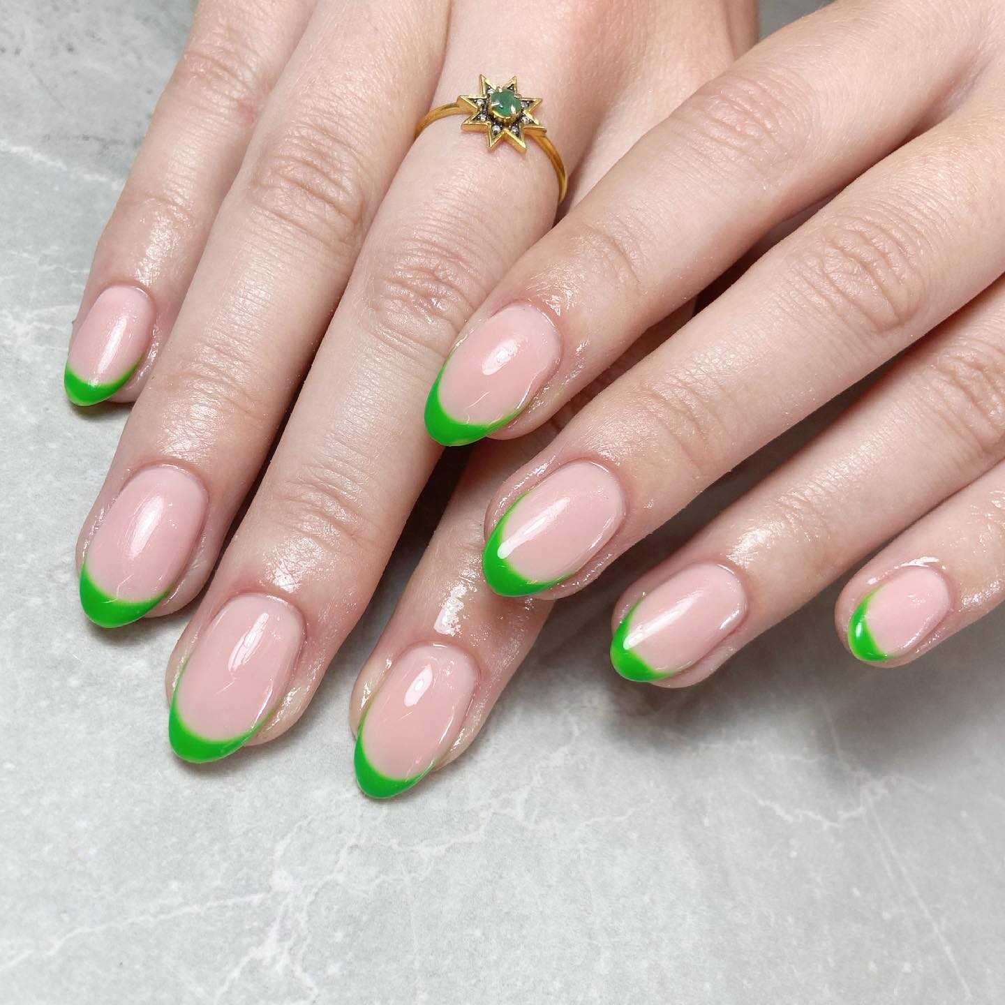 Green French Tip Nails