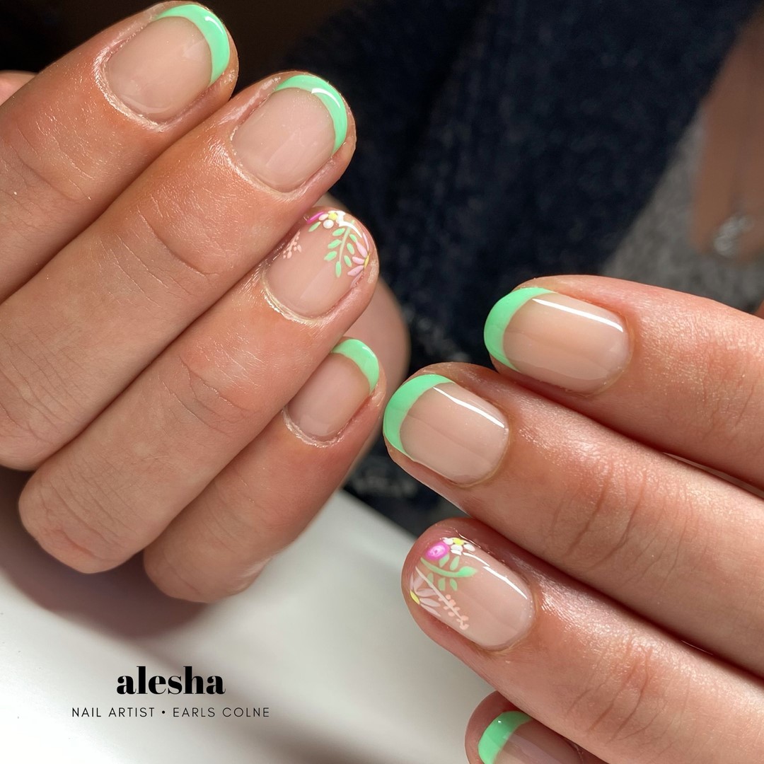 Green French Tip Nails