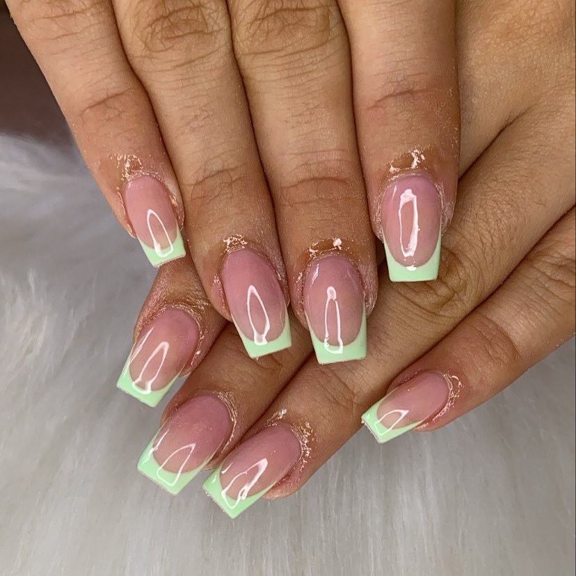 Green French Tip Nails