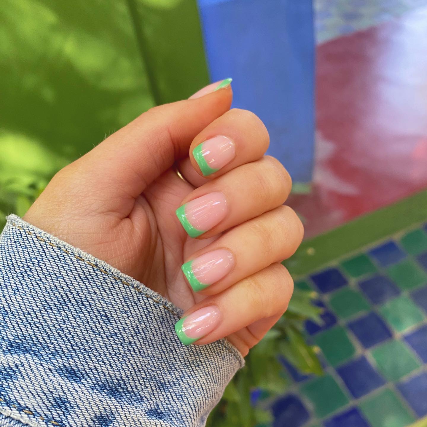 Green French Tip Nails