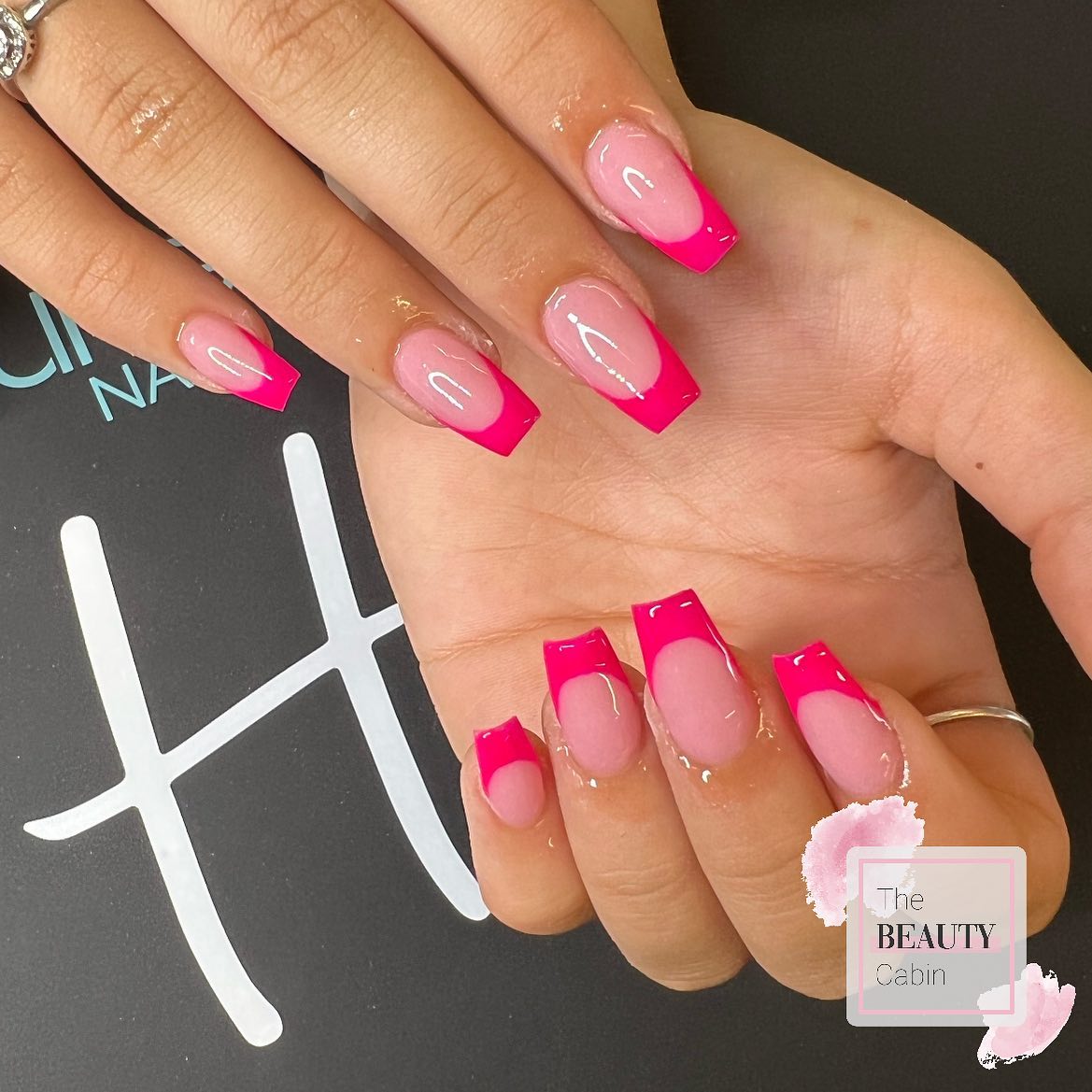 Hot Pink French Tip Nails