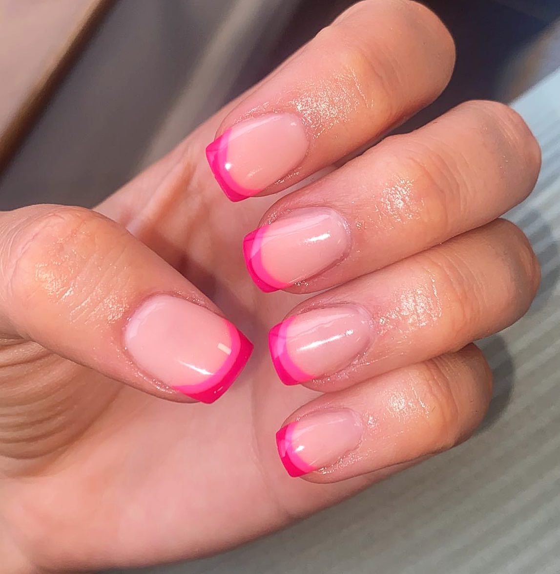 Hot Pink French Tip Nails