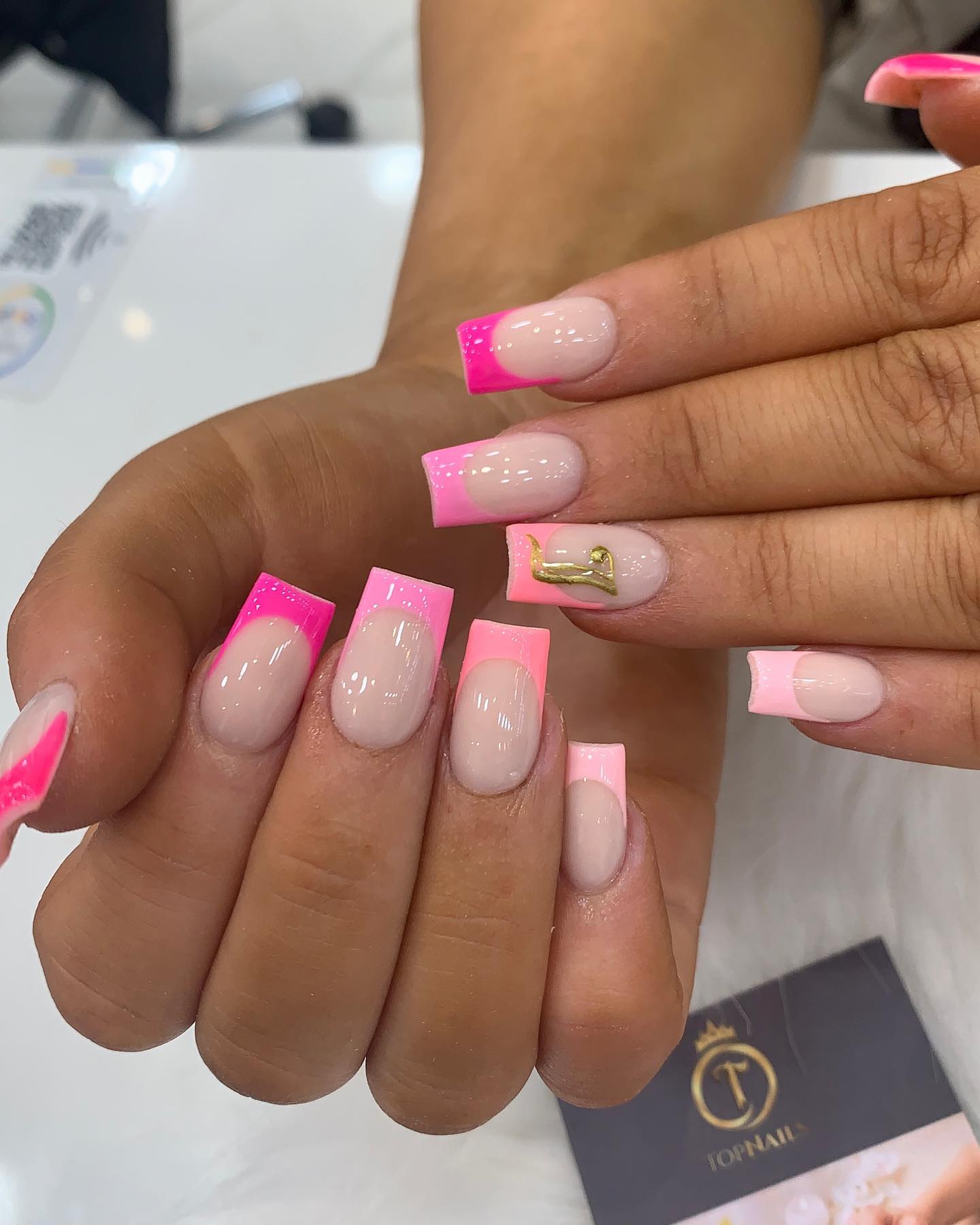 Hot Pink French Tip Nails