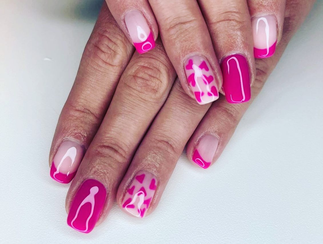 Hot Pink French Tip Nails