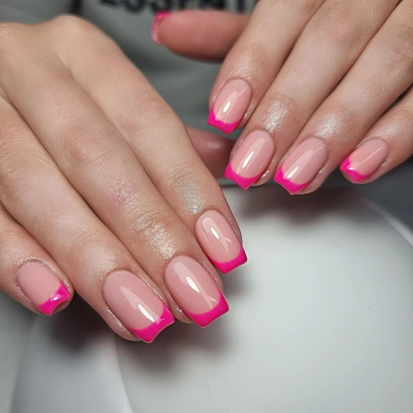 Hot Pink French Tip Nails