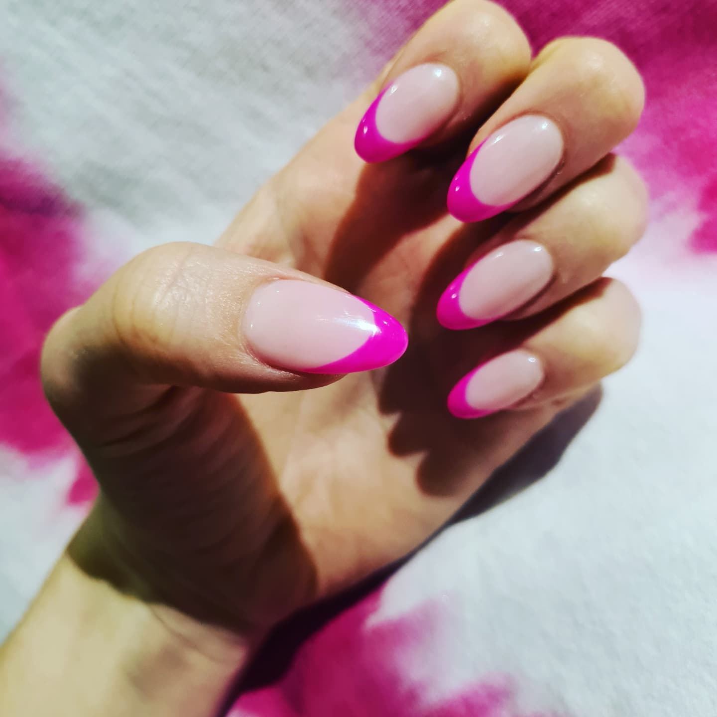 Hot Pink French Tip Nails