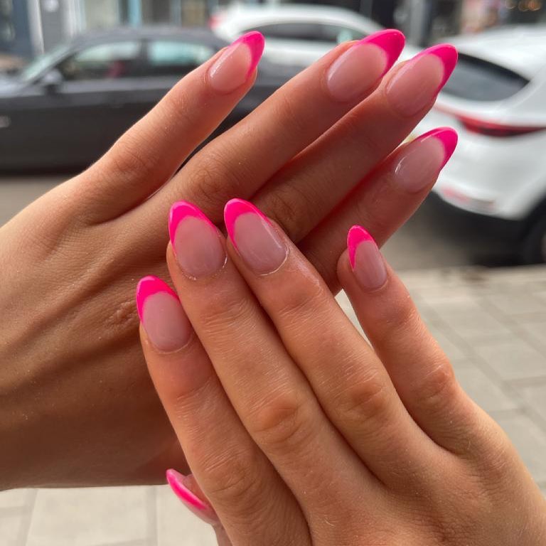 Hot Pink French Tip Nails