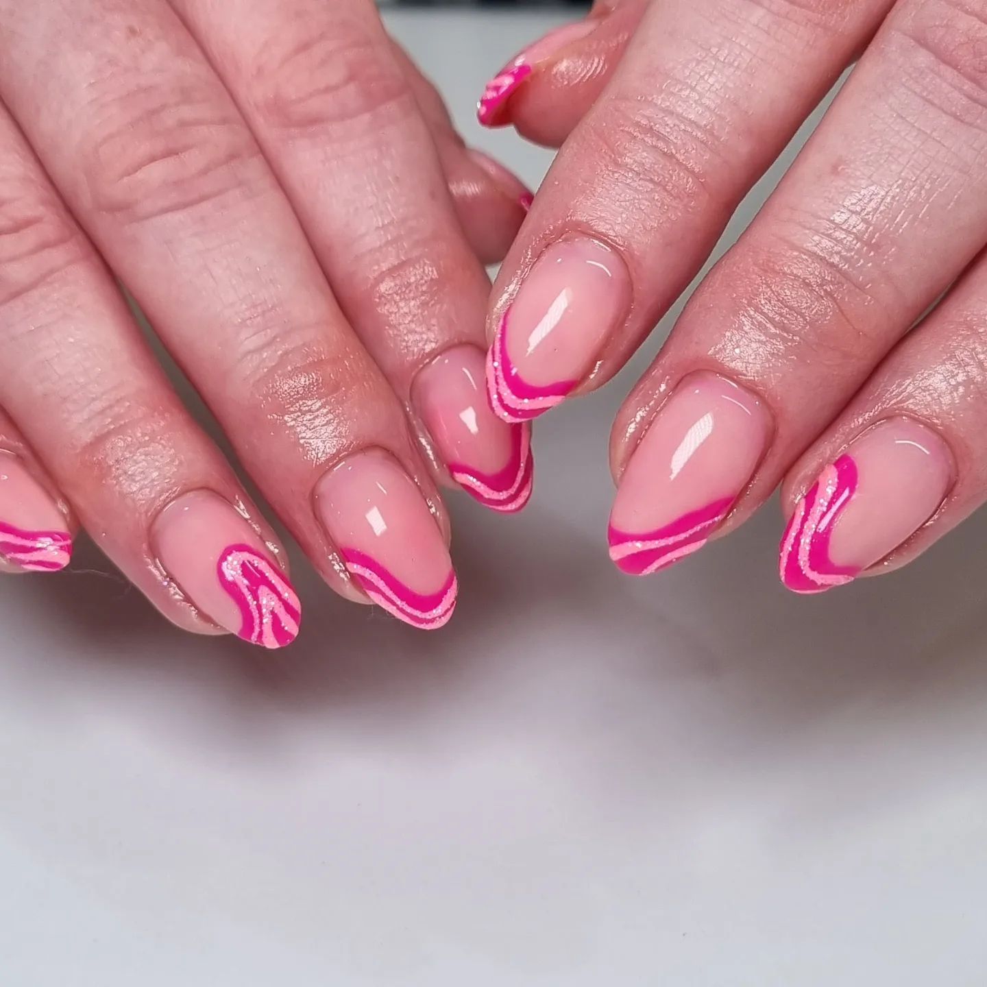 Hot Pink French Tip Nails