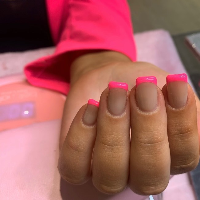 Hot Pink French Tip Nails