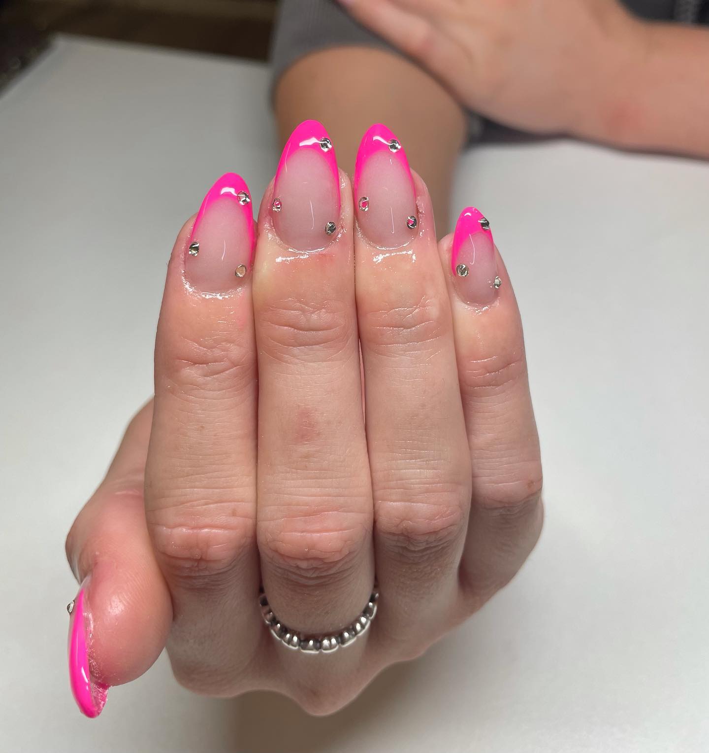 Hot Pink French Tip Nails