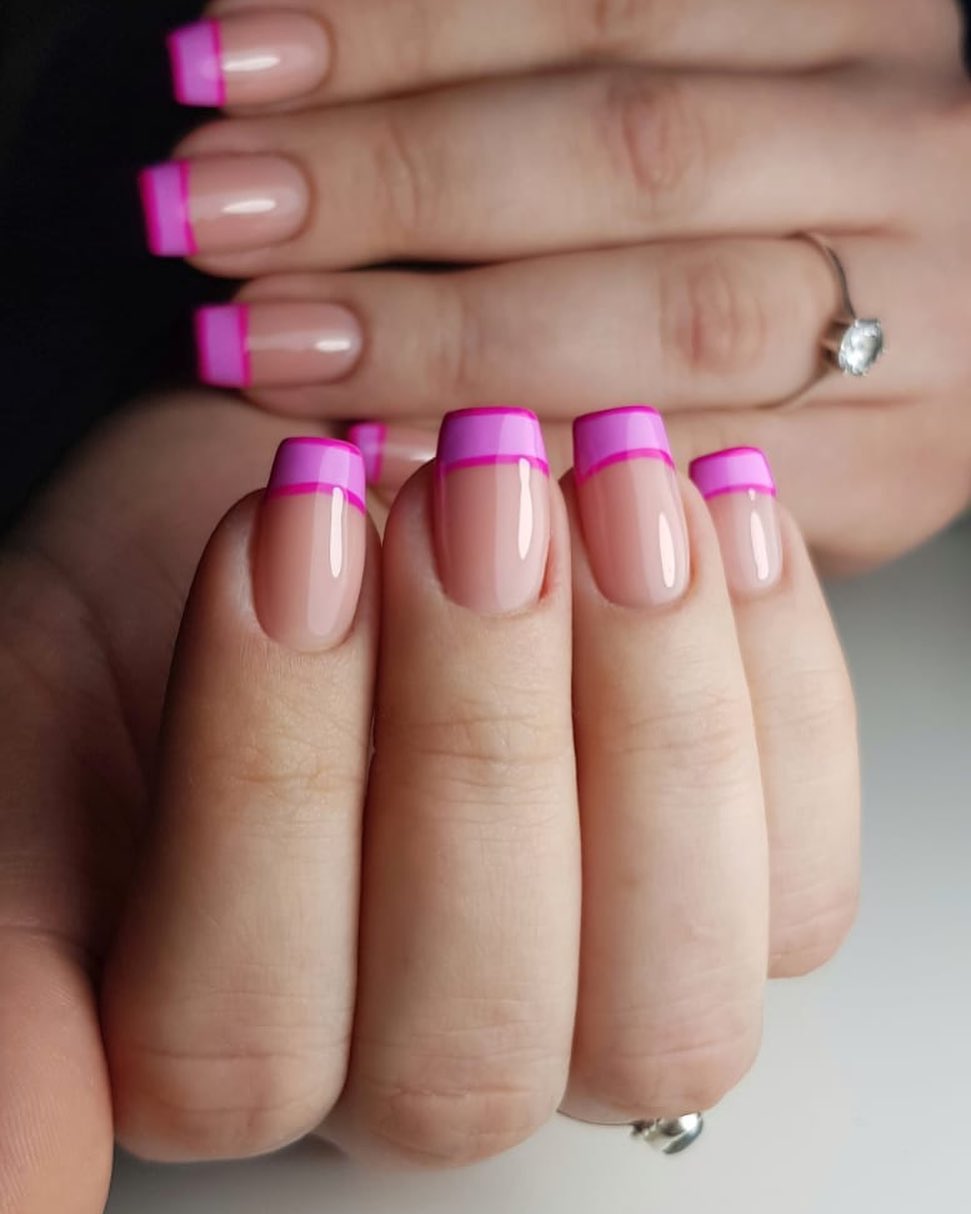 Hot Pink French Tip Nails