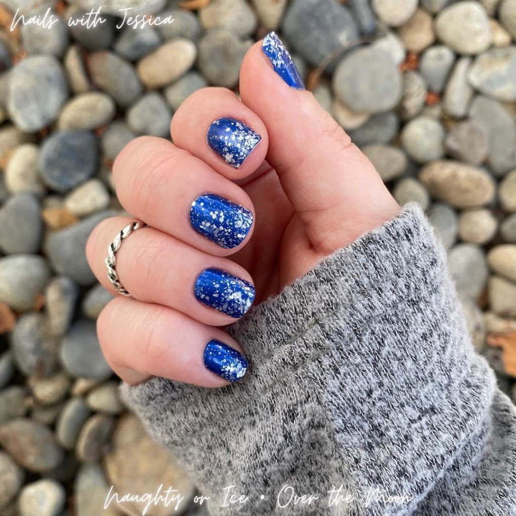 Navy Blue and Silver Nails