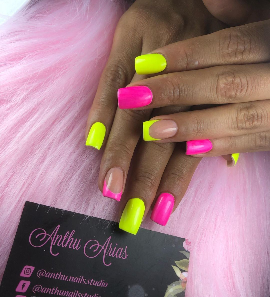 neon bright summer nails
