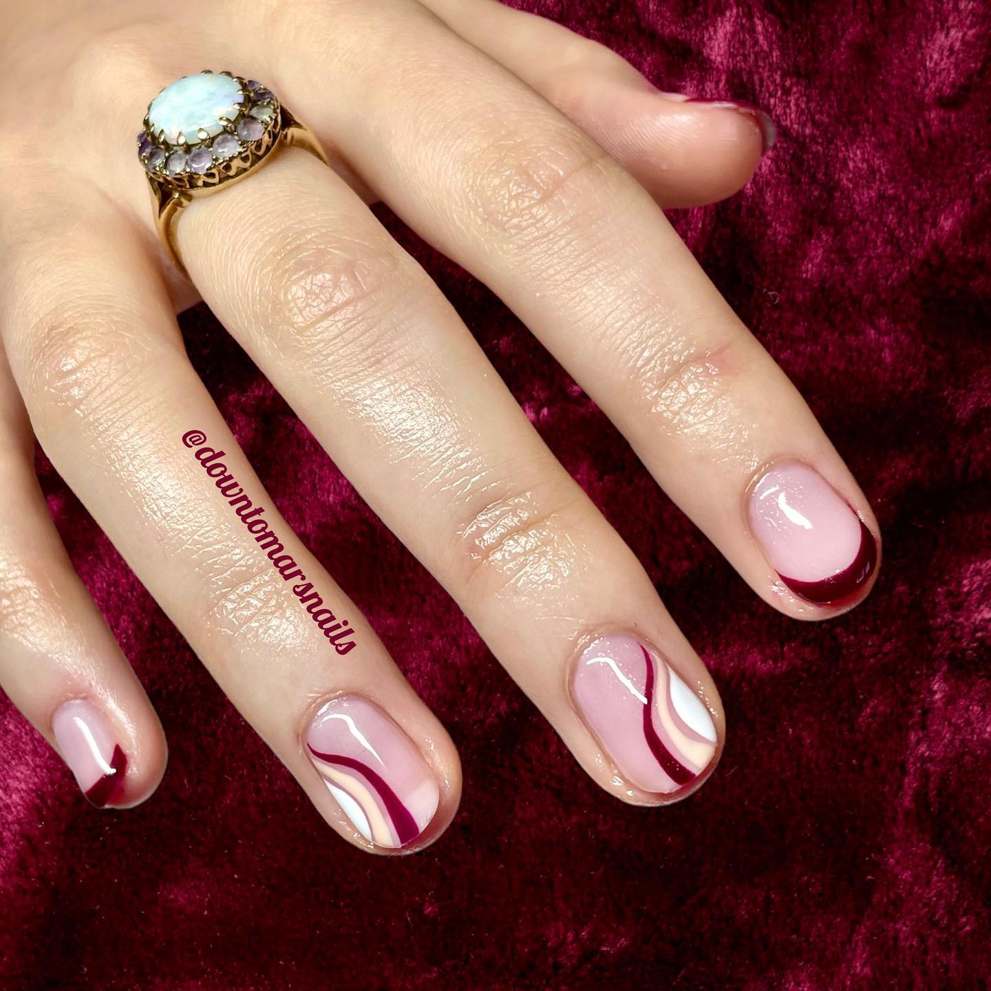 maroon french tip nails