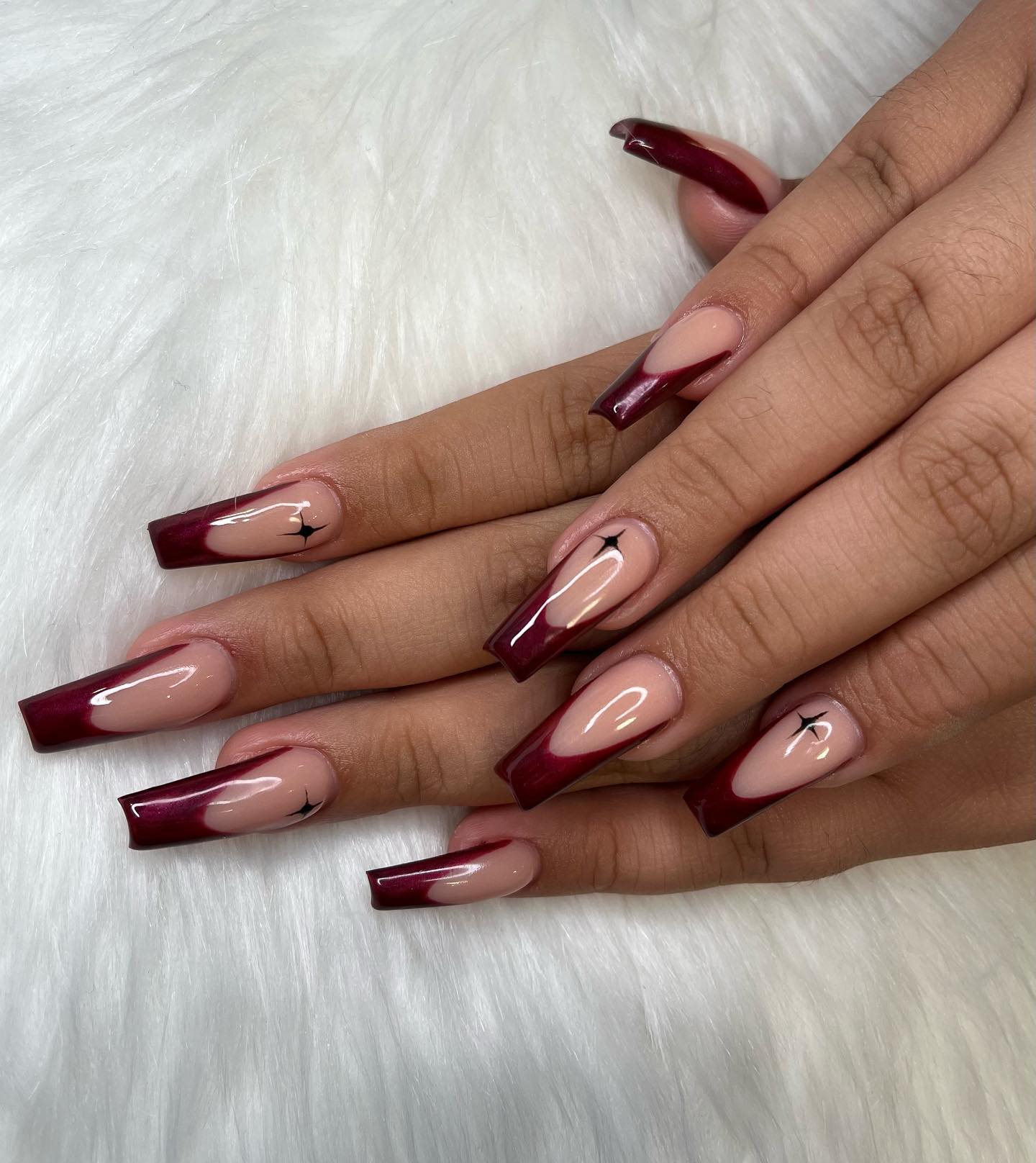 maroon french tip nails
