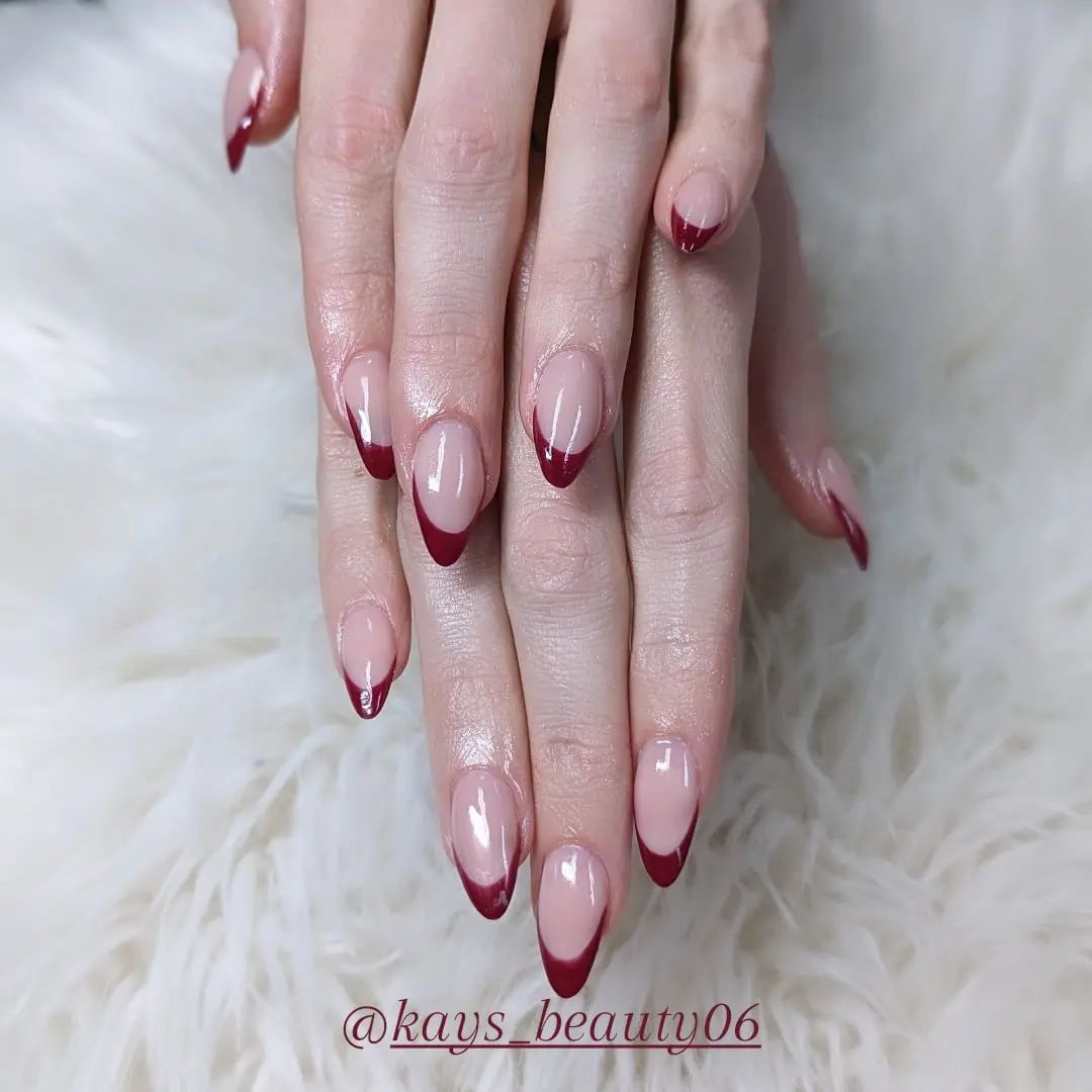 maroon french tip nails