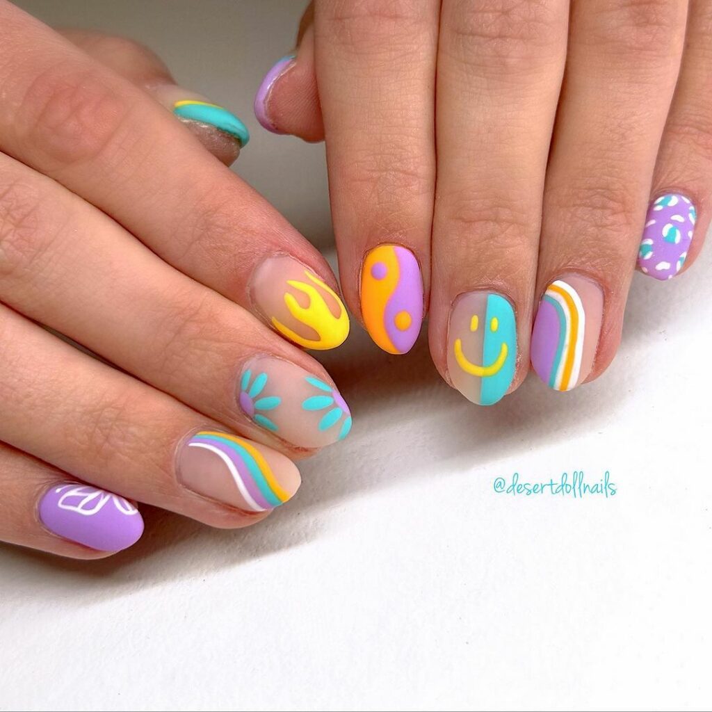 Neon Bright Summer Nails