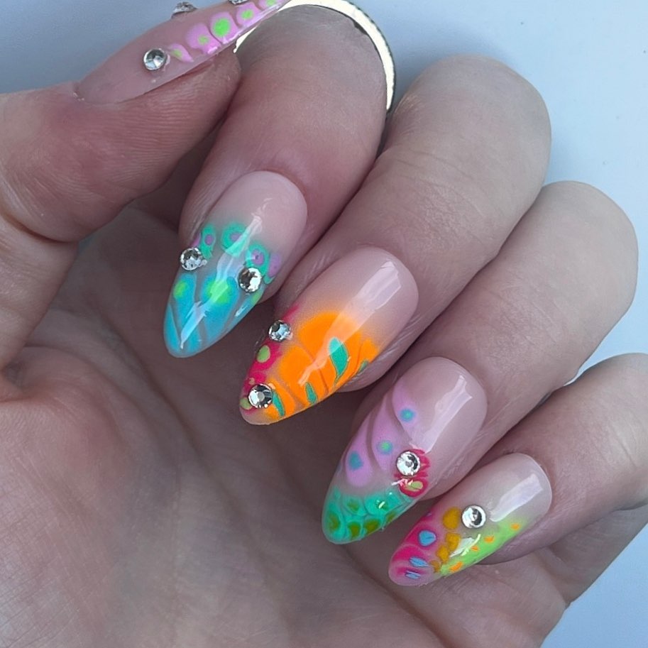 Neon Bright Summer Nails