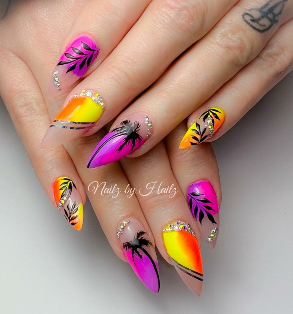 Neon Bright Summer Nails