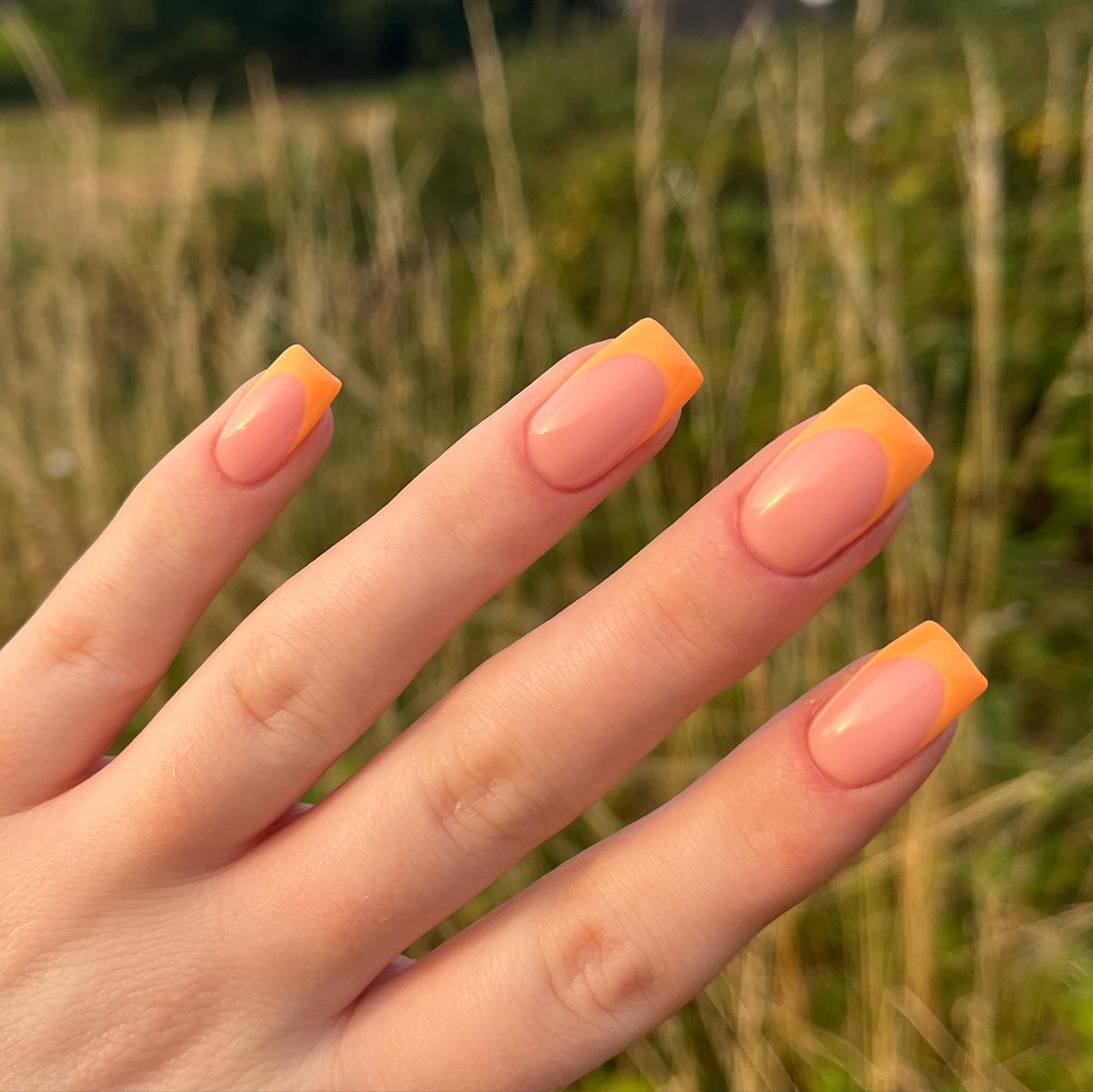 orange french tips nails