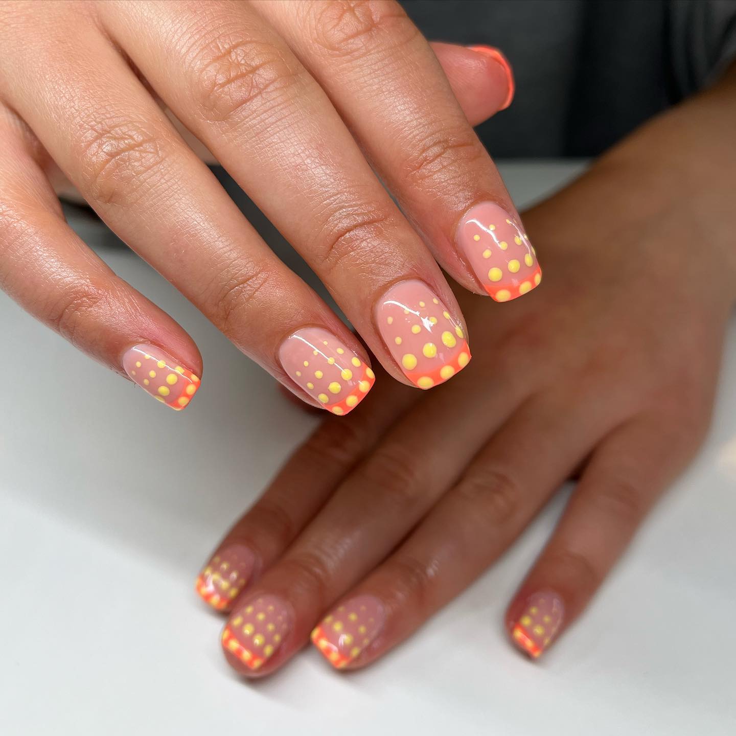 orange french tips nails