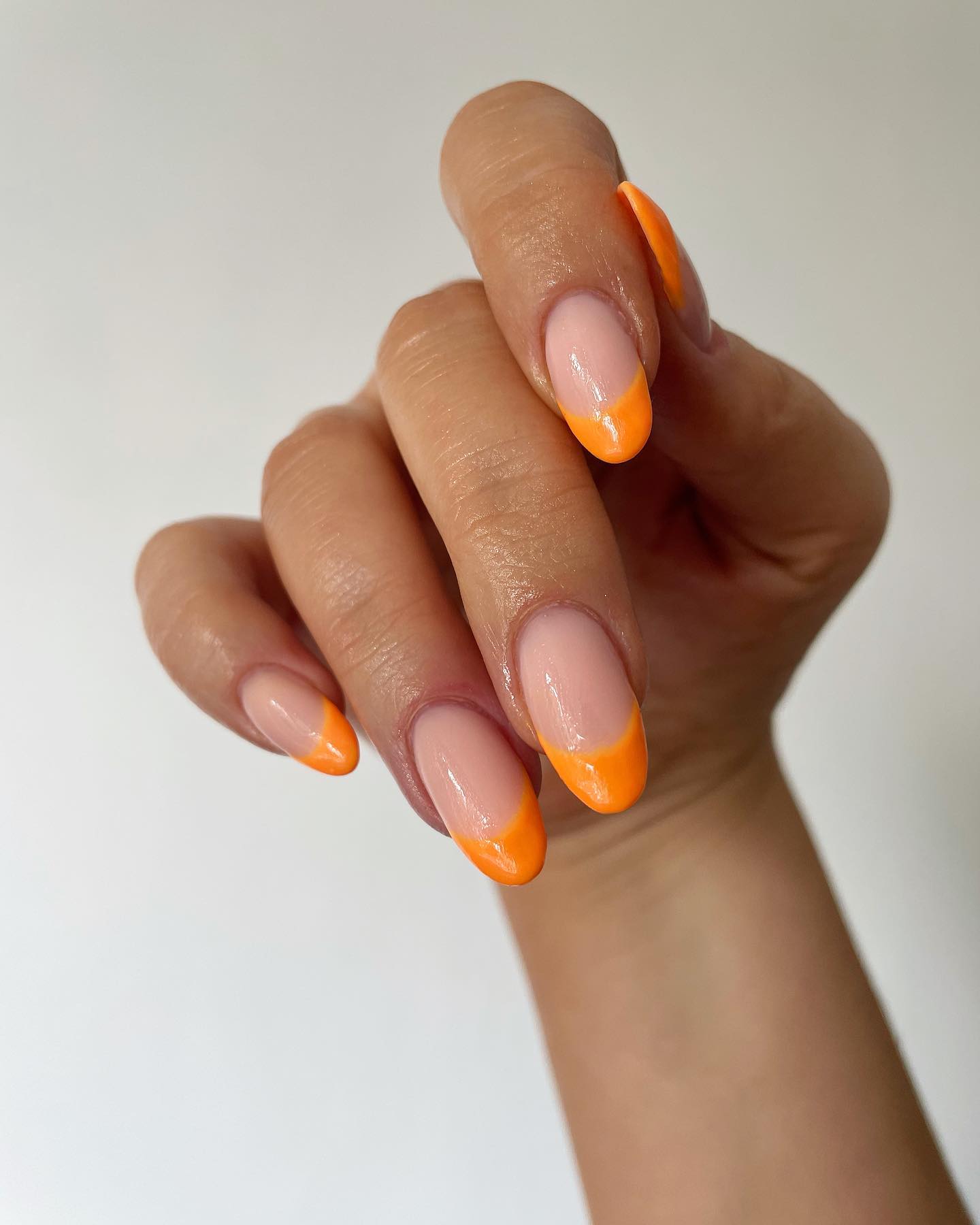 orange french tips nails