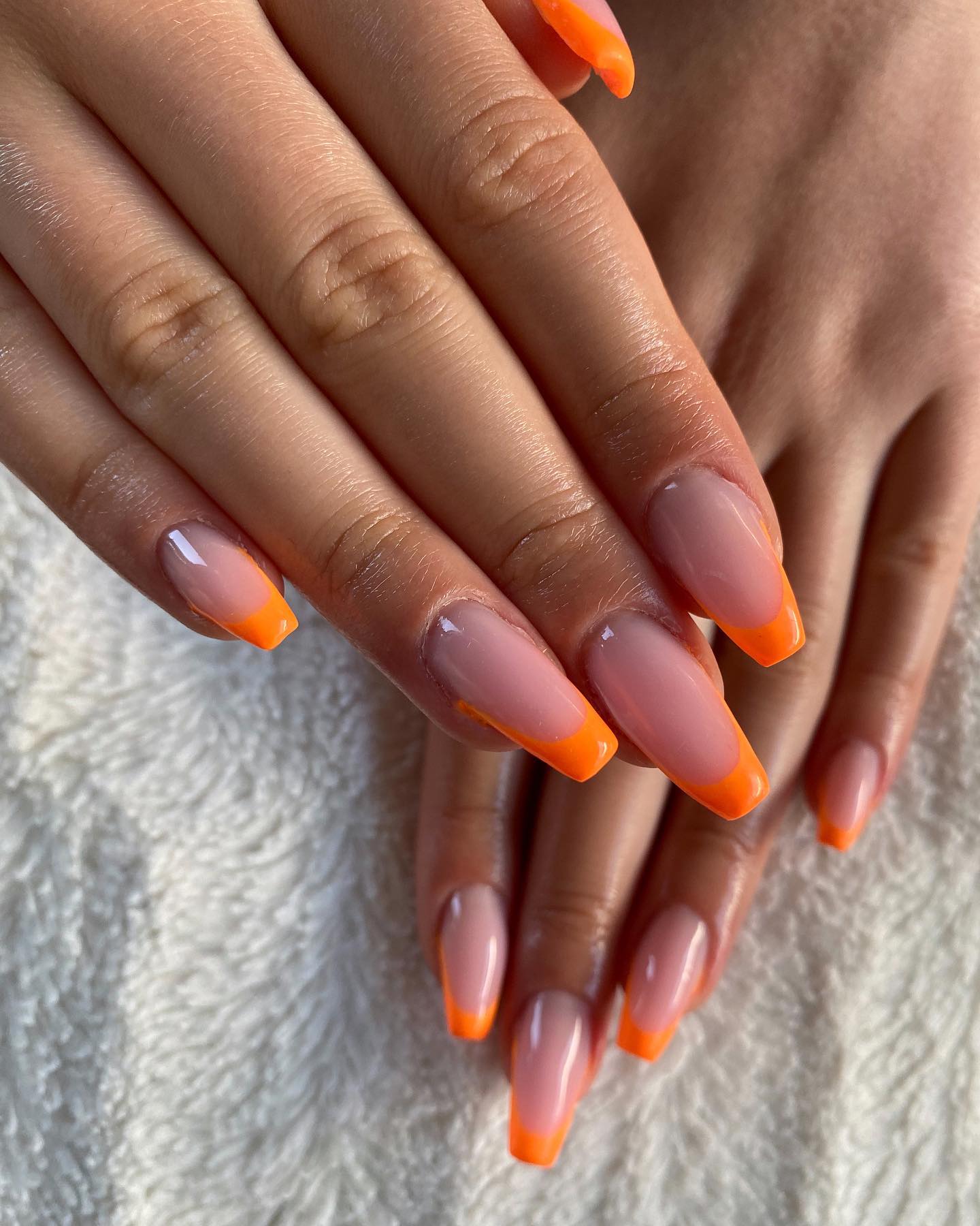 orange french tips nails