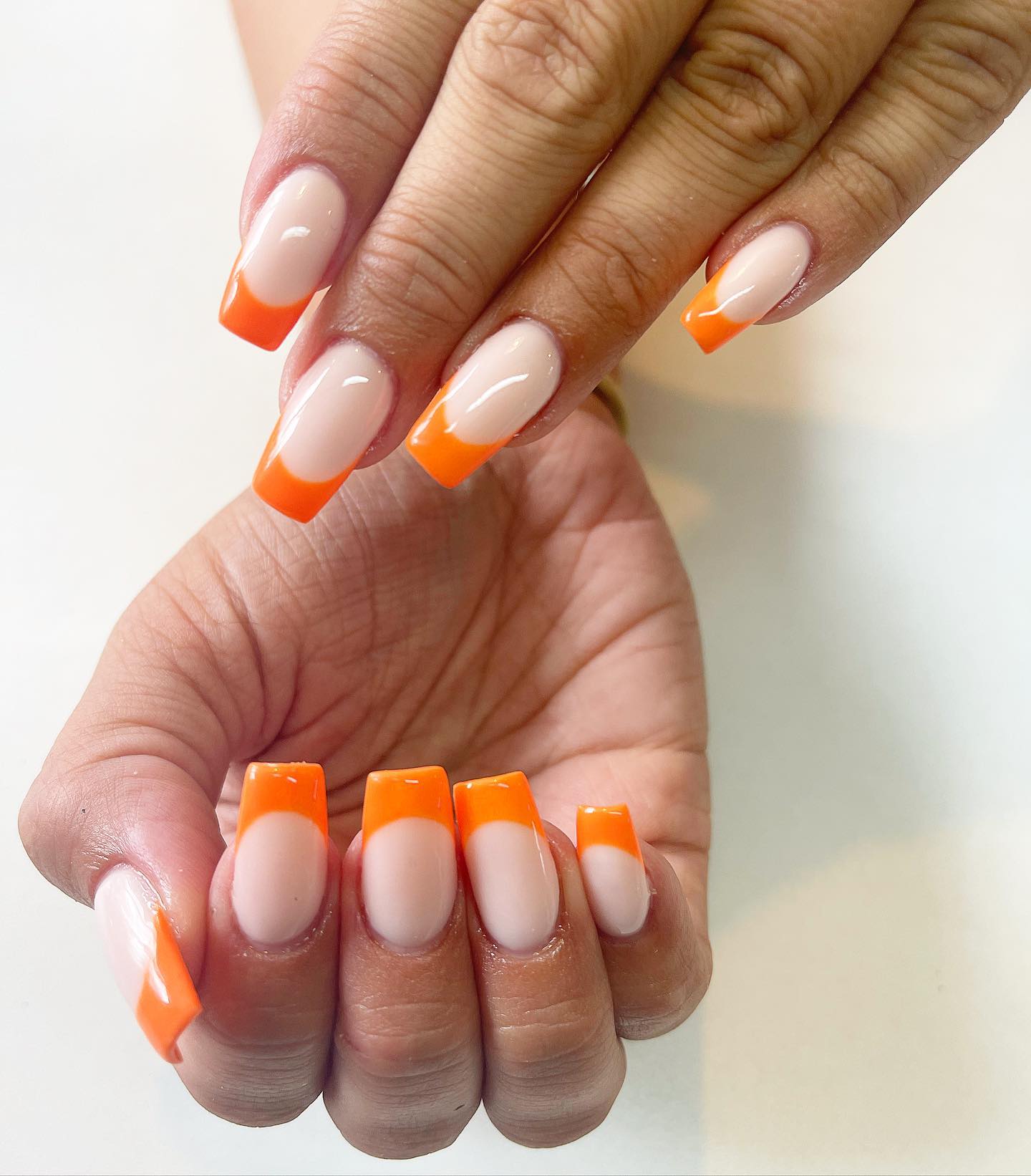 orange french tips nails