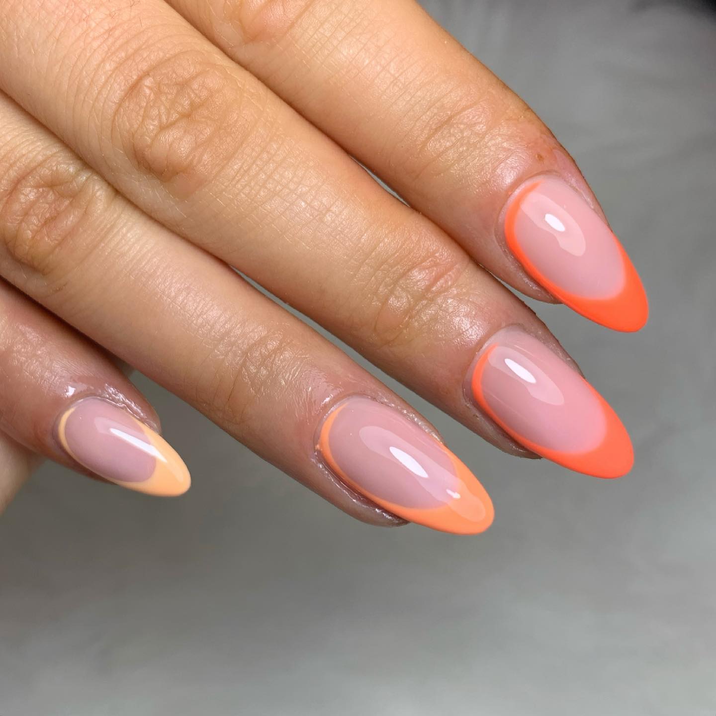 orange french tips nails