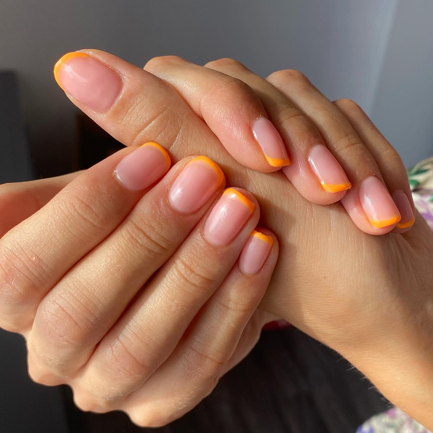 orange french tips nails