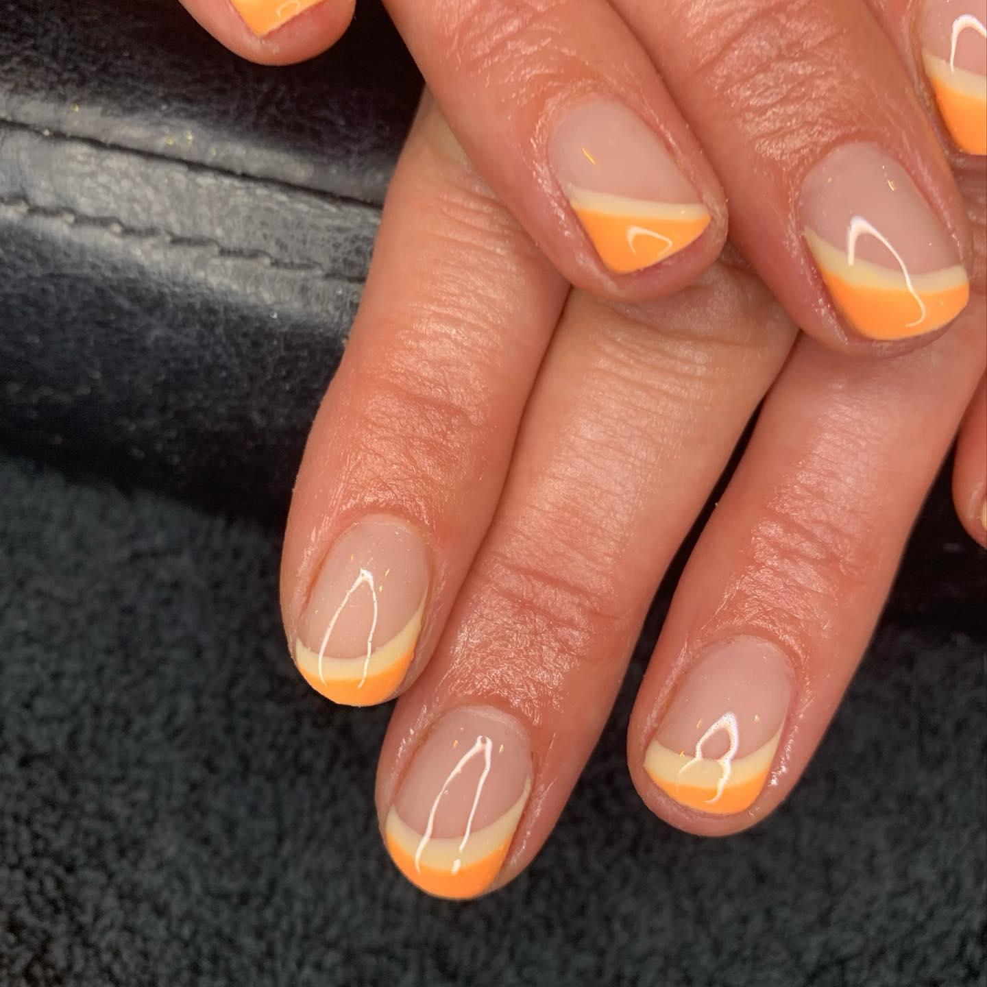 orange french tips nails