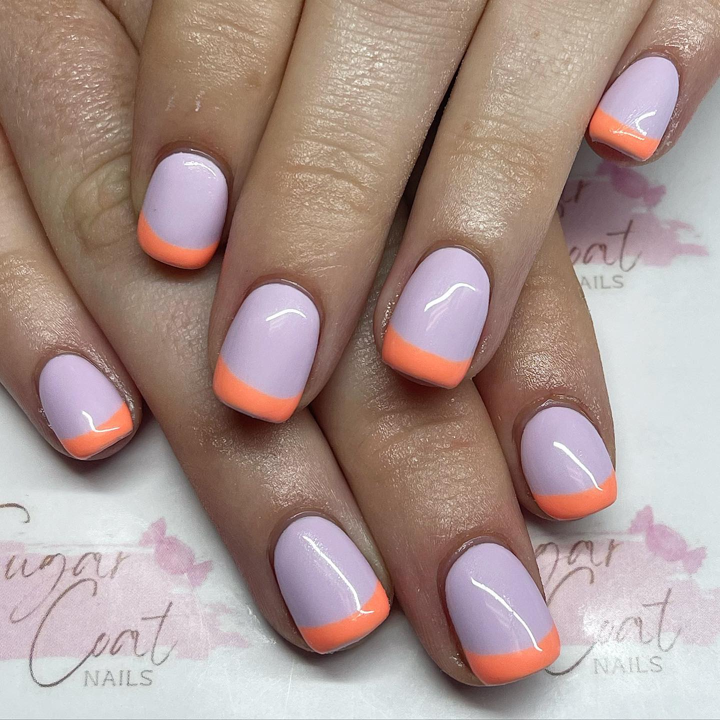 orange french tips nails